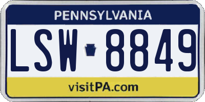 PA license plate LSW8849