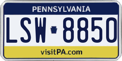 PA license plate LSW8850