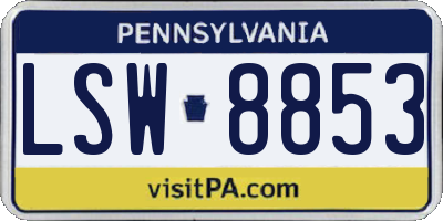 PA license plate LSW8853
