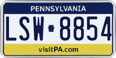 PA license plate LSW8854