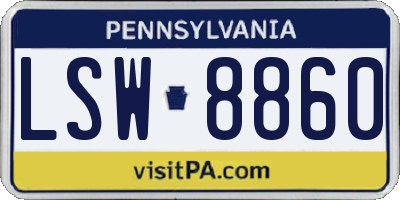 PA license plate LSW8860