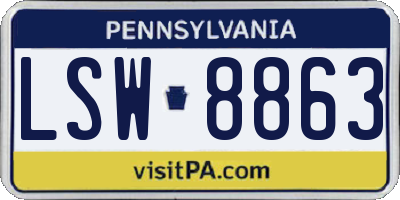 PA license plate LSW8863