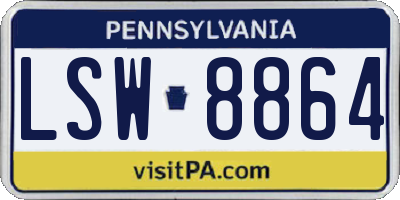 PA license plate LSW8864