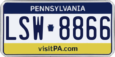 PA license plate LSW8866
