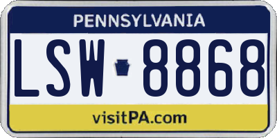 PA license plate LSW8868