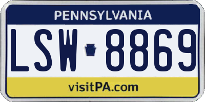 PA license plate LSW8869