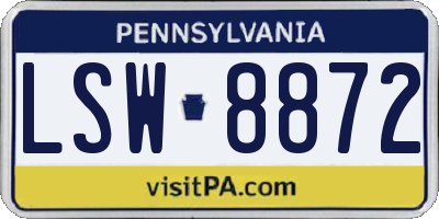 PA license plate LSW8872