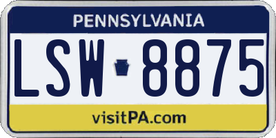 PA license plate LSW8875