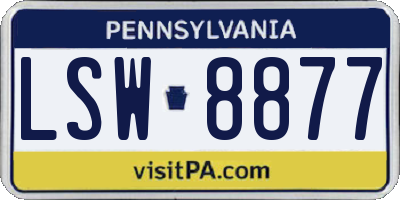 PA license plate LSW8877