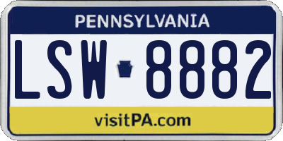 PA license plate LSW8882