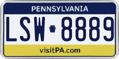PA license plate LSW8889