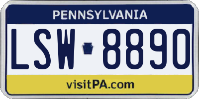 PA license plate LSW8890