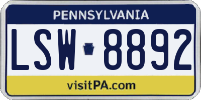 PA license plate LSW8892