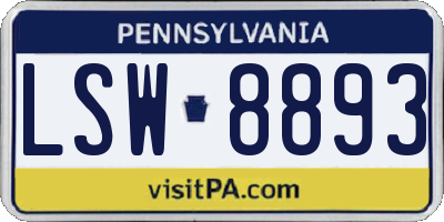 PA license plate LSW8893
