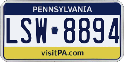 PA license plate LSW8894
