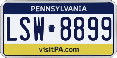 PA license plate LSW8899