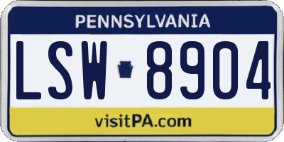 PA license plate LSW8904