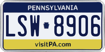 PA license plate LSW8906