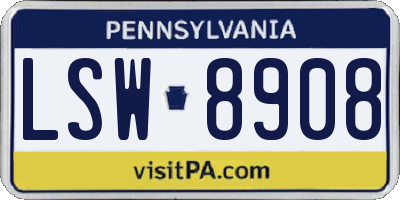 PA license plate LSW8908