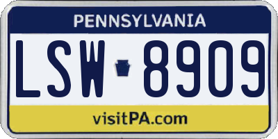PA license plate LSW8909