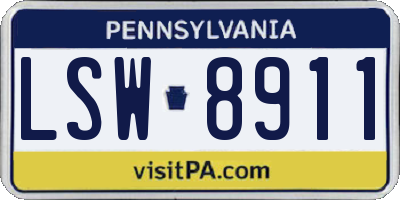 PA license plate LSW8911