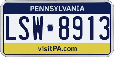 PA license plate LSW8913