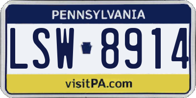 PA license plate LSW8914