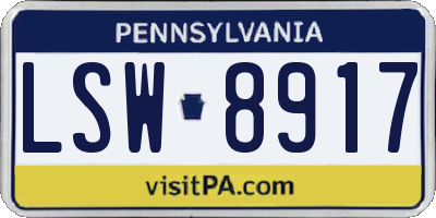 PA license plate LSW8917