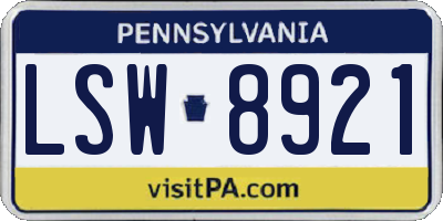 PA license plate LSW8921