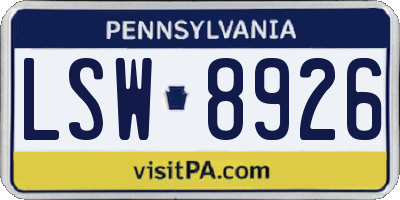 PA license plate LSW8926