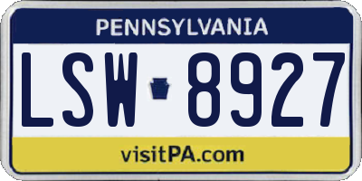 PA license plate LSW8927