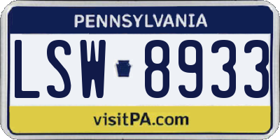 PA license plate LSW8933