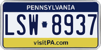 PA license plate LSW8937