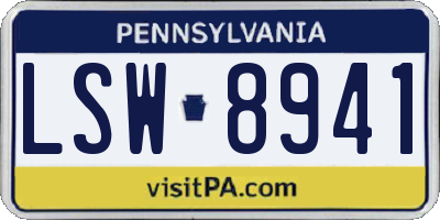 PA license plate LSW8941