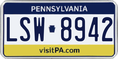 PA license plate LSW8942