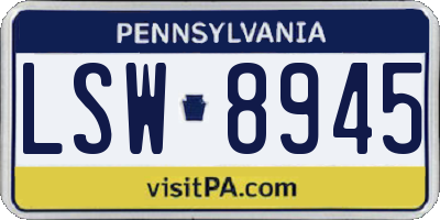 PA license plate LSW8945