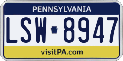 PA license plate LSW8947