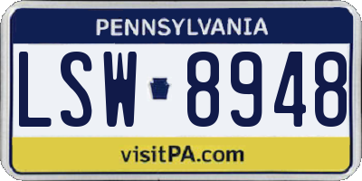 PA license plate LSW8948