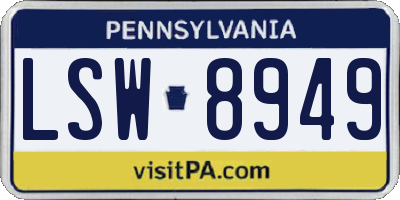 PA license plate LSW8949