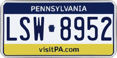 PA license plate LSW8952