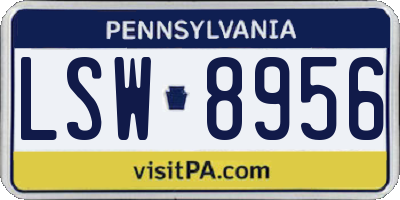 PA license plate LSW8956
