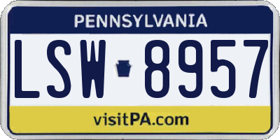 PA license plate LSW8957
