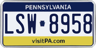 PA license plate LSW8958