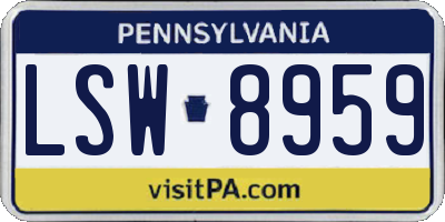PA license plate LSW8959