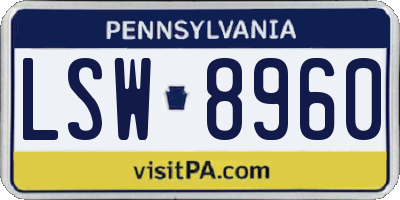 PA license plate LSW8960