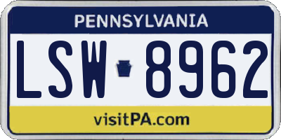 PA license plate LSW8962