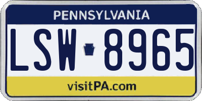 PA license plate LSW8965