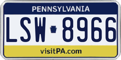 PA license plate LSW8966