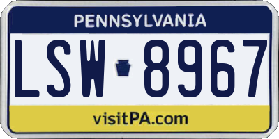PA license plate LSW8967