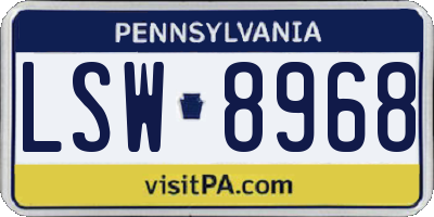 PA license plate LSW8968